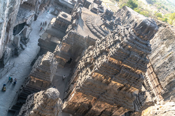 Aurangabad/India-06.02.2019:The view of old hindu cave temple in India