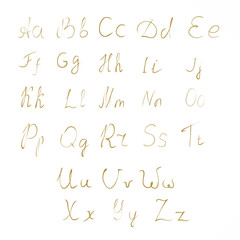 vector hand written gold letters alphabet abc