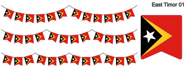 Fototapeta premium 東ティモールの国旗のガーラーンド ベクターデータ（bunting garland）