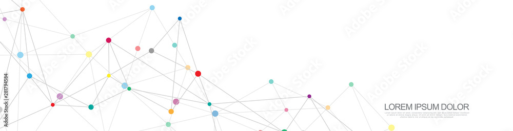 Fototapete website header or banner design with abstract geometric background and connecting dots and lines. gl