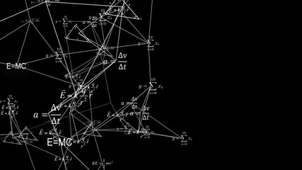 Flying the numbers, mathematical formulas, geometry. Good for sciense titles and background, news headline business intro screensaver and opener. School education presentation, diploma project