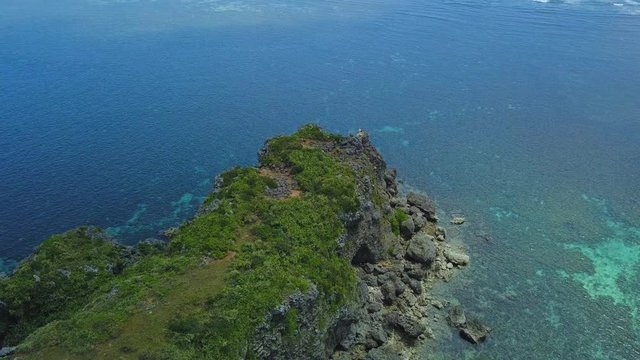 Aerial view of cliffs on seashore, Kafu Banta, Miyagi Island, Japan