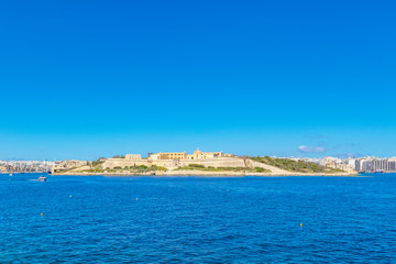 Naklejka na ściany i meble View of the island Manoel from the forts Valletta. Malta.