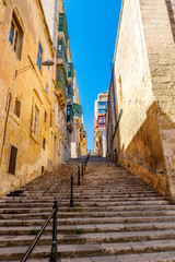 Long staircase in Valletta, Malta