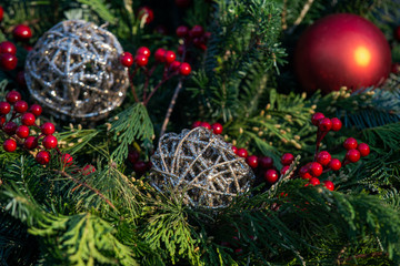 Outdoors Christmas decoration concept. Winter Holiday Tradition.