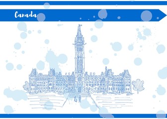 Fototapeta premium canada parliament sketch work picture postcard Blue