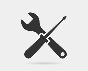 Tools vector wrench icon. Spanner logo design element. Key tool isolated on white background.