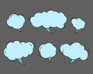 Fototapeta premium Set talk bubbles speech vector. Blank empty bubble icon design elements. Chat on line symbol template. Collection dialogue balloon stickers silhouette.