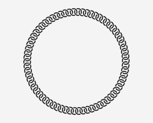 Texture chain round frame. Circle border chains silhouette black and white isolated on background. Chainlet design element.