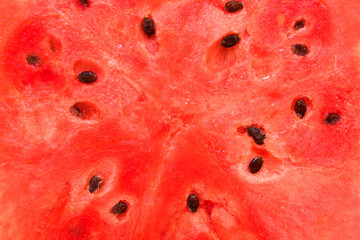 Sliced ​​watermelon, flat lay, top view.