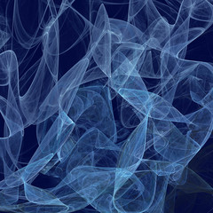 Abstract fractal blue smoke on dark blue background
