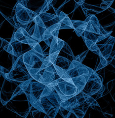 Abstract fractal blue smoke on dark background