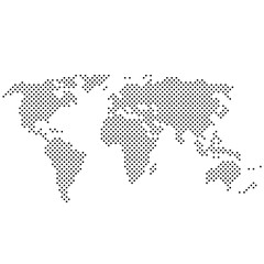 simple abstract pixelated black and white world map icon vector illustration