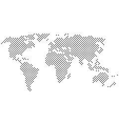 simple abstract pixelated black and white world map icon vector illustration © Christian Horz