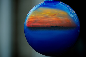 Outdoors Winter Holiday concept: Ornament Decoration in the form of Christmas Vintage Tree Balls.