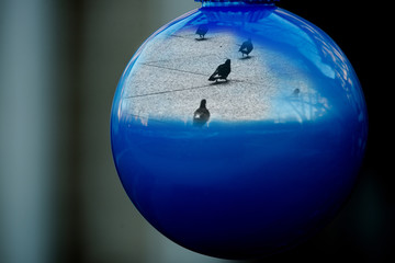 Outdoors Winter Holiday concept: Ornament Decoration in the form of Christmas Vintage Tree Balls.