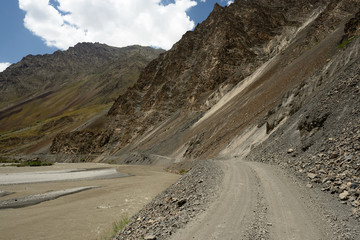 The beautiful Bartang valley, trekking destination. View on the Bartang Valley in the Pamirs, Tajikistan, Central Asia