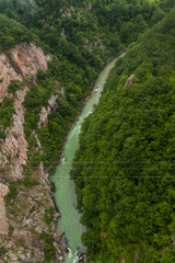 Fototapeta na wymiar vertical view of The amazing landscape of the Tara canyon and Tara River in northern Montenegro, Zabljak