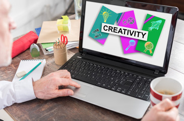Creativity concept on a laptop screen