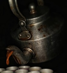 old pot of boiling water on stove