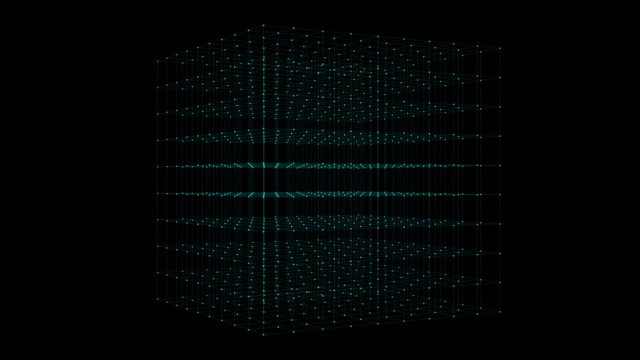 Abstract cube box dot particle animation. Technology Cube Box Spinning. Seamless looping animation.