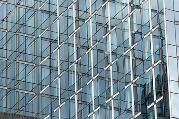 abtsract minimalistic urban facade with sign and reclection 