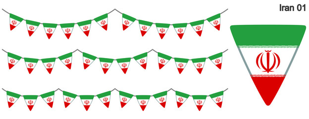 イランの国旗のガーラーンド　ベクターデータ（bunting garland）