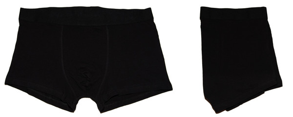 Men's plain boxer briefs isolated on white background. Men's underwear.