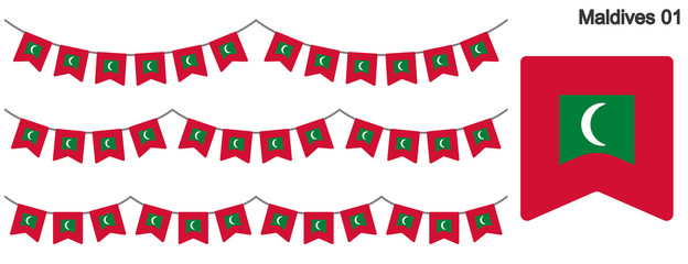 モルディブの国旗のガーラーンド　ベクターデータ（bunting garland）