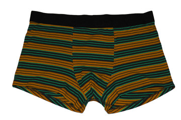 Men's underwear. Boxer briefs isolated on white background. Men's briefs with stripes.