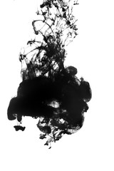Black ink drop in water isolated on white