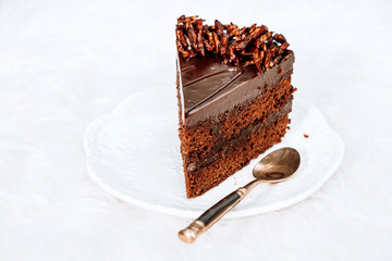 Dark Chocolate cake almond on white