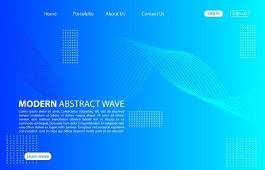 Modern abstract wave background.Landing page abstract wave design.Blue Template apps and websites.