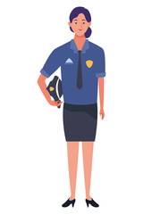 woman police officer with hat worker cartoon