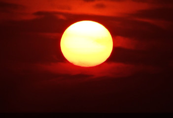 Coucher de soleil au dessus de la mer des caraïbes