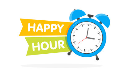 Fototapeta na wymiar Happy hour alarm clock design, vector illustration