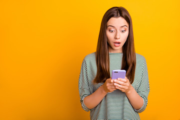 Photo of terrified feared girl having perhaps read message about her being fired while isolated...