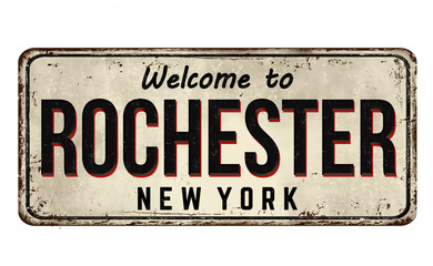 Welcome to Rochester vintage rusty metal sign