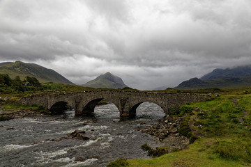 Fototapeta na wymiar Cuillin Hills and River Sligachan - Isle of Skye, Scotland, United Kingdom