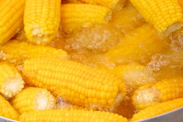 Boiled corn at the market