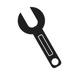 Black wrench icon vector illustration on white background