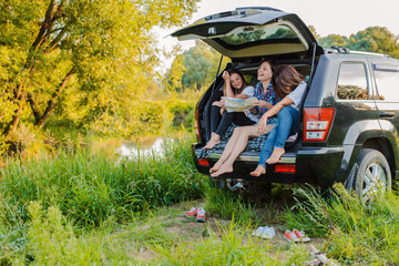 Enjoying the rest and socializing on a picnic trip with your best friends.