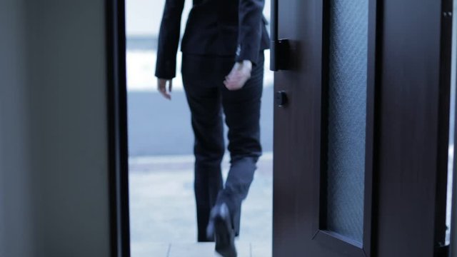 Woman leaving home