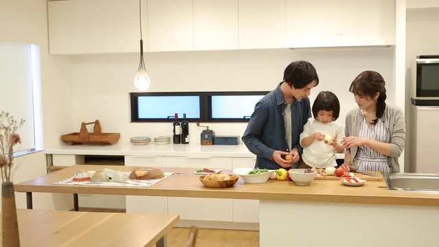 Family preparing healthy food together