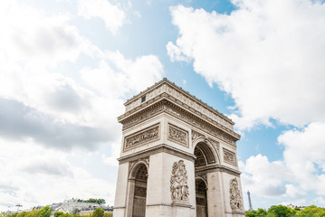 PARIS, FRANCE - July 31, 2019: Arc de Triomphe in Paris, one of the most famous monuments, Paris, France.