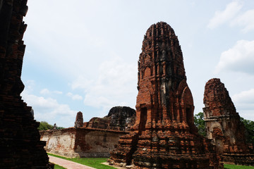 Ayutthaya, Pagoda at Wat Mahathat,One of the famous temple in Ayutthaya,Temple in Ayutthaya Historical Park, Ayutthaya Province, Thailand.UNESCO world heritage