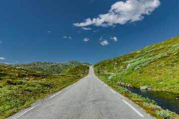 Straße Nr. 55 auf dem Sognefjell in Jotunheimen / Norwegen