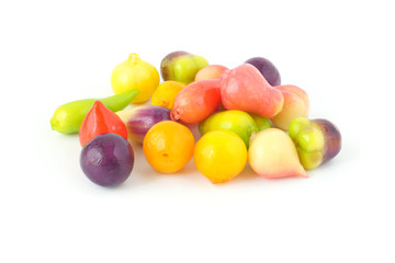 Colorful asian Thailand dessert food Green peanut in jelly isolated on white background