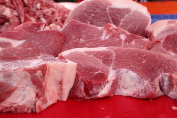 fresh pork meat in market