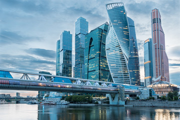 Fototapeta na wymiar Moscow City - A modern business district with skyscrapers on the banks of the Moscow River